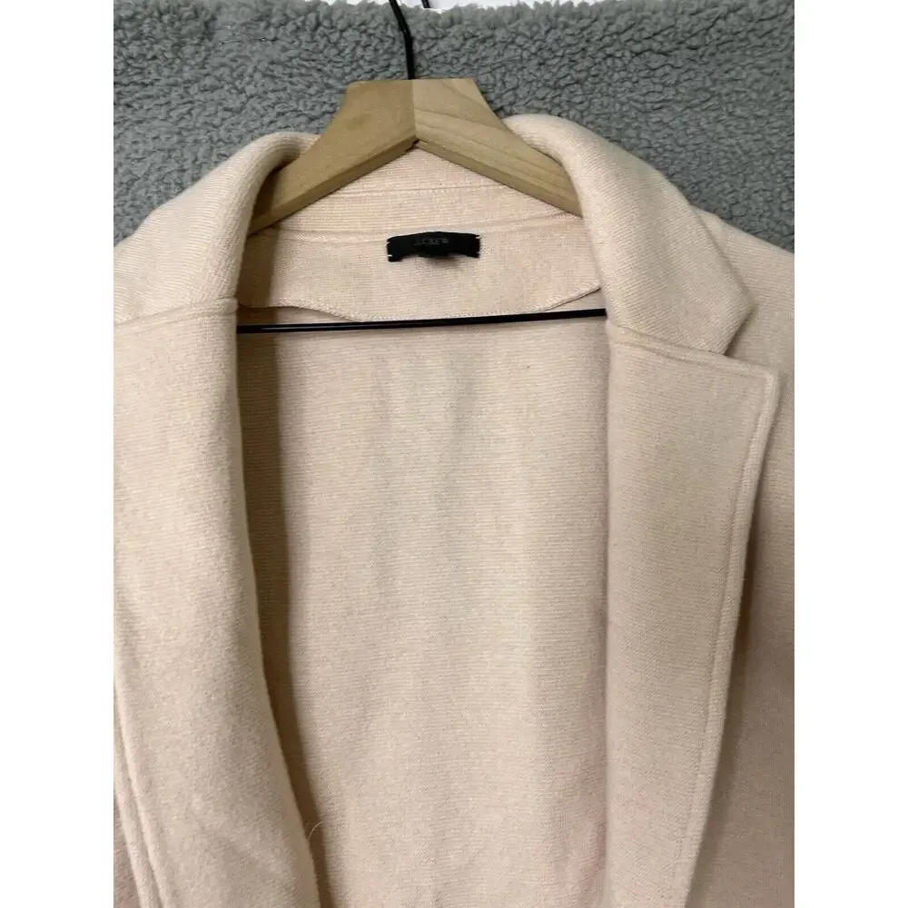 J. Crew Sophie Sweater Blazer XS Wool Open Pockets Blush Pink Cardigan Minimal - Picture 3 of 15